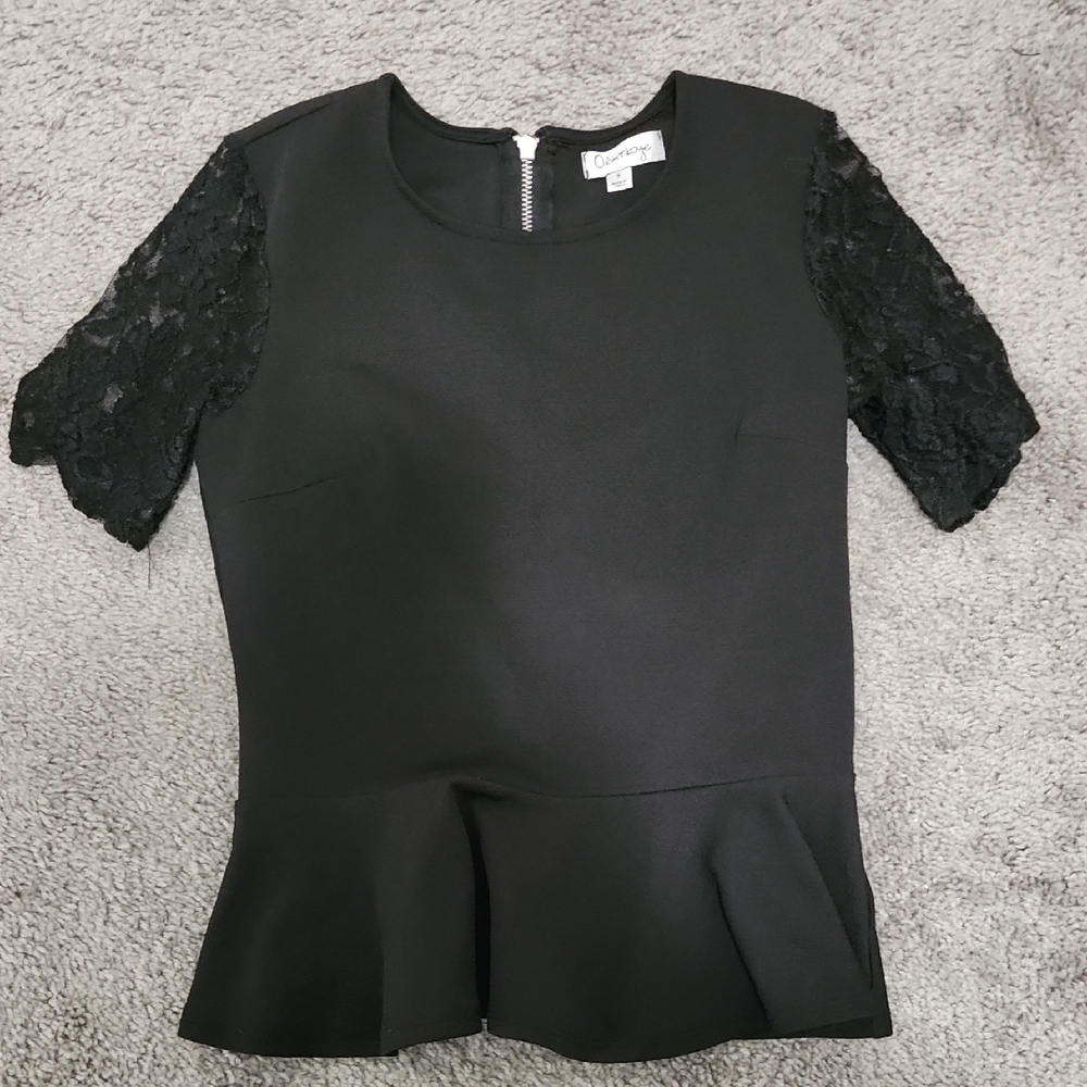 Black Lace Short Sleeve Blouse | Size S